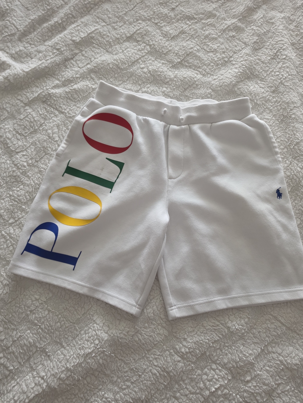 Polo by Ralph Lauren White Logo Cotton-Blend Boy's Shorts